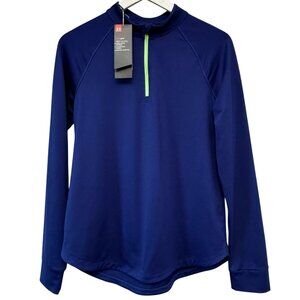 Under Armour Womens Golf Top Medium Long Sleeve 1/4 Zip Blue UPF 50 NWT